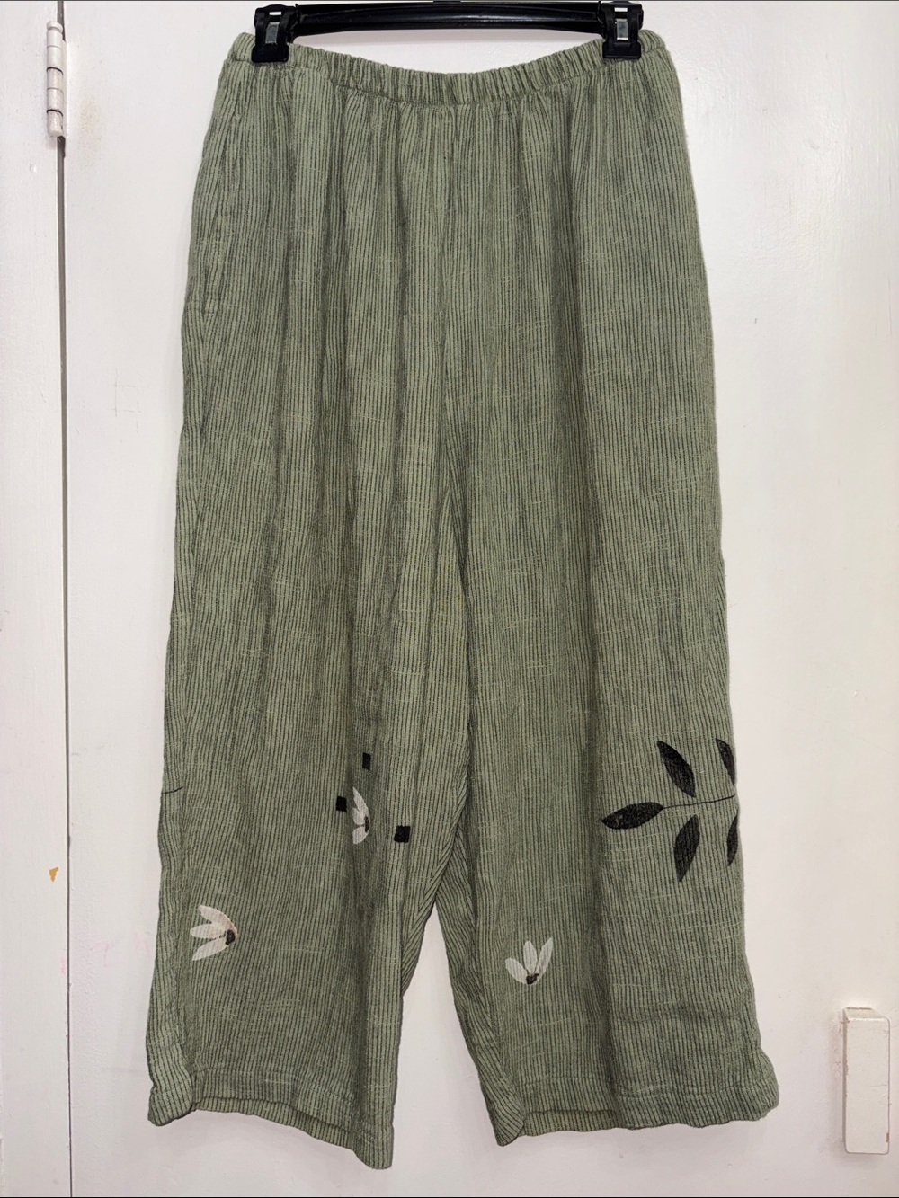 Vintage Play Alegre Women’s Hand Painted High Rise Linen Pants, size large
